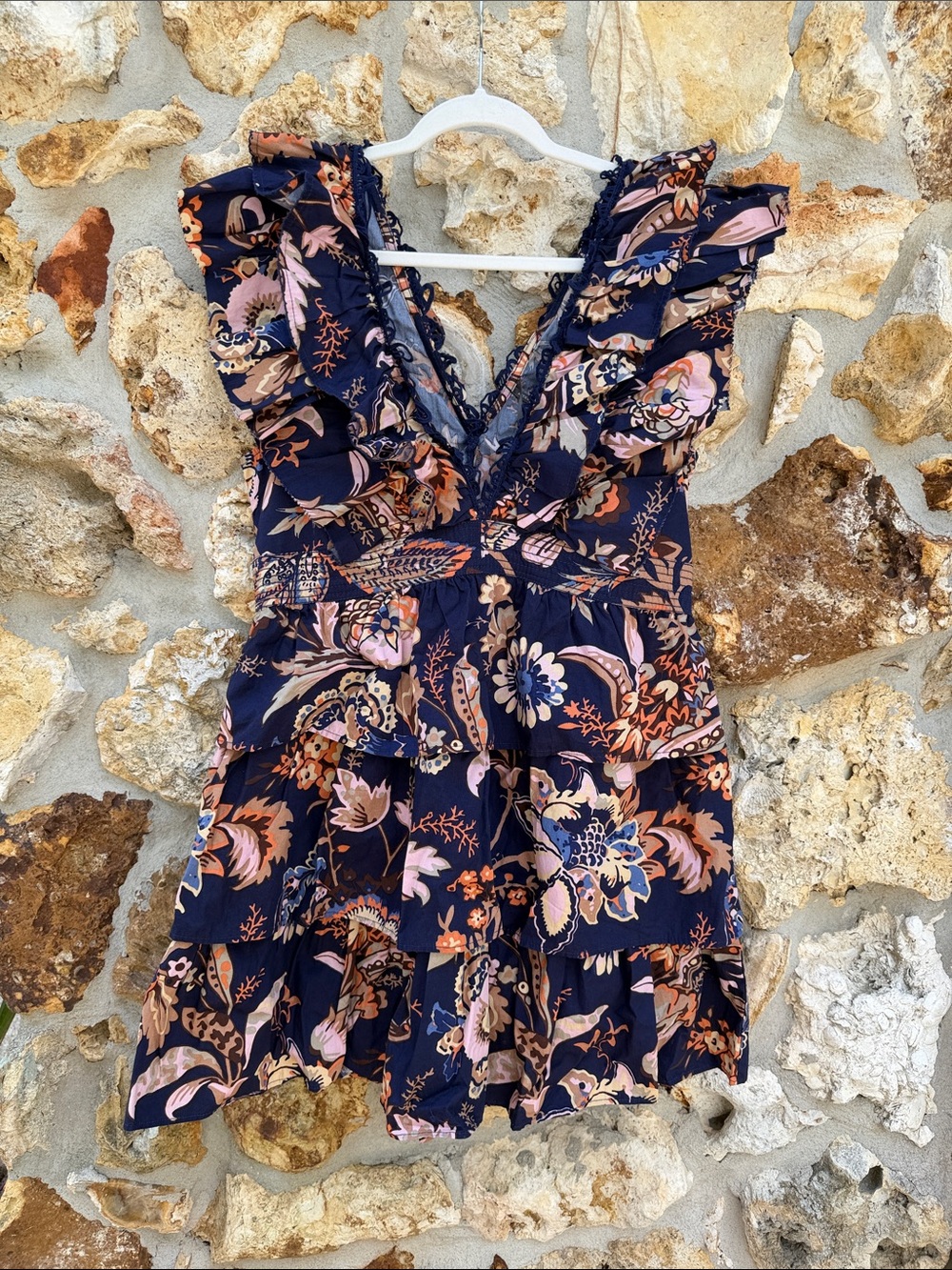Anthropologie sleeveless ruffle a line mini dress